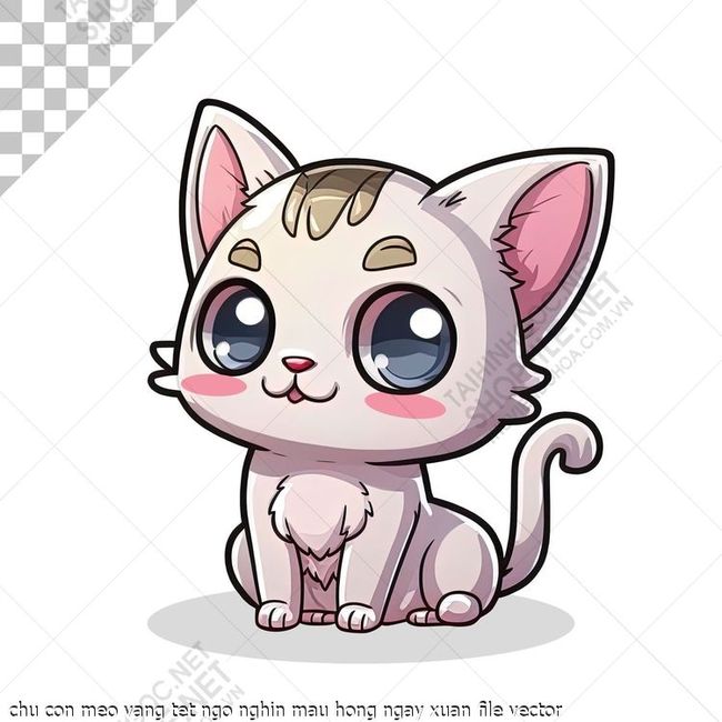 chu con meo vang tet ngo nghin mau hong ngay xuan file vector